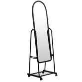 Huitich full length mirror with wheels standing frame and black metal base for easy mobility